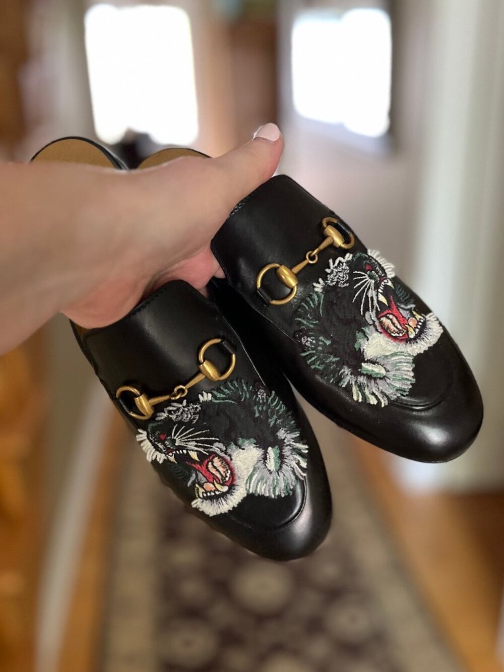 Gucci Princetown Mule Slipper, Wildcat Head motif - Horsebit sz 36.5 - Authentic